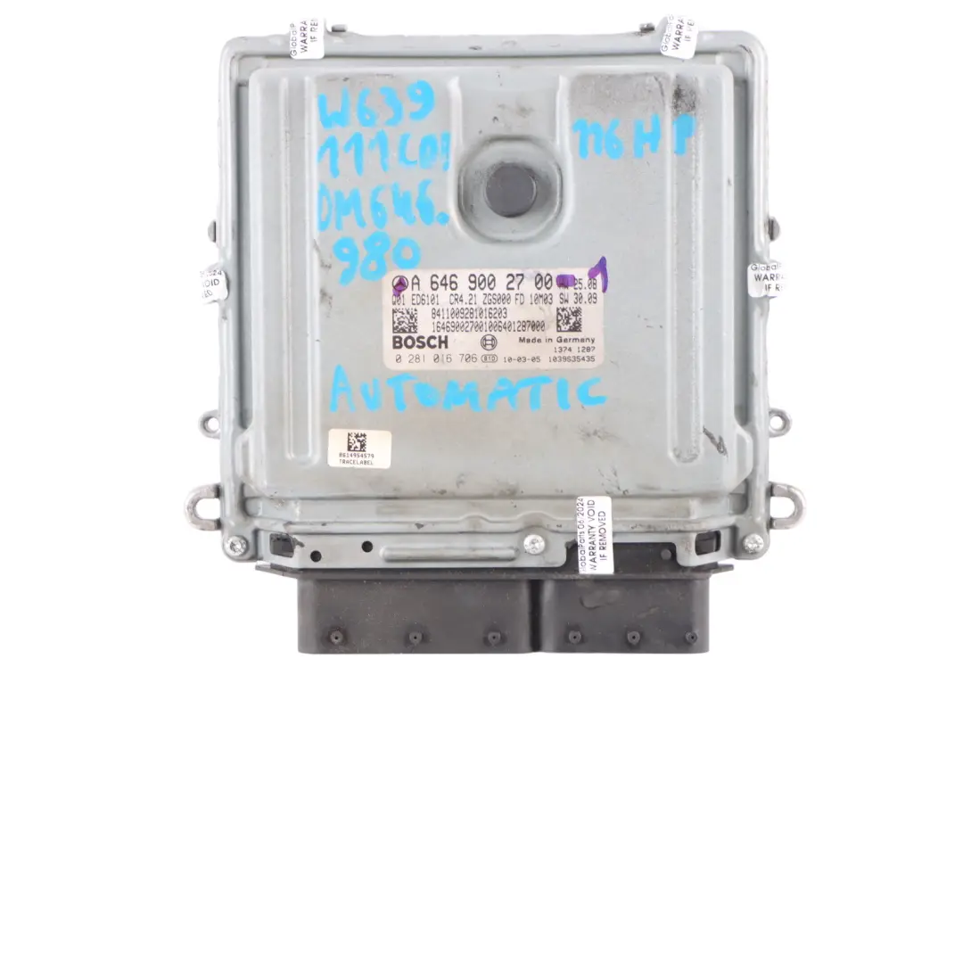 OM646.980 Engine Unit ECU Kit Key Lock Automatic to Mercedes Vito W639 with Part number A6469002700 Mercedes Vito W639 OM646.980 Engine Unit ECU Kit Key Lock Automatic - SKU A6469002700-1 - Part number A6469002700