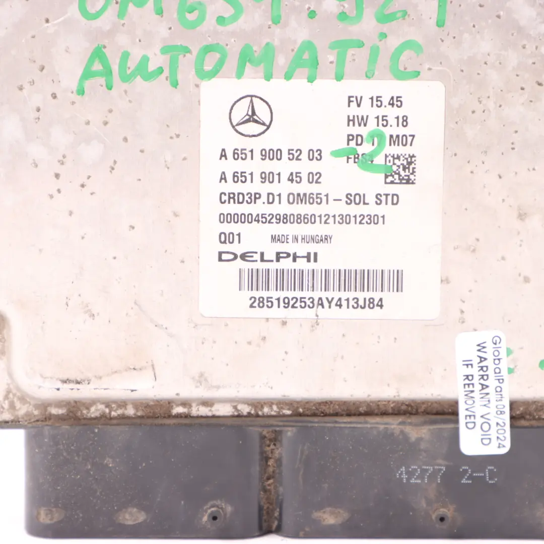 Mercedes W205 C 220d BlueEFFICIENCY 651.921 170HP Engine ECU Unit - SKU A6519005203-2 - Part number A6519005203