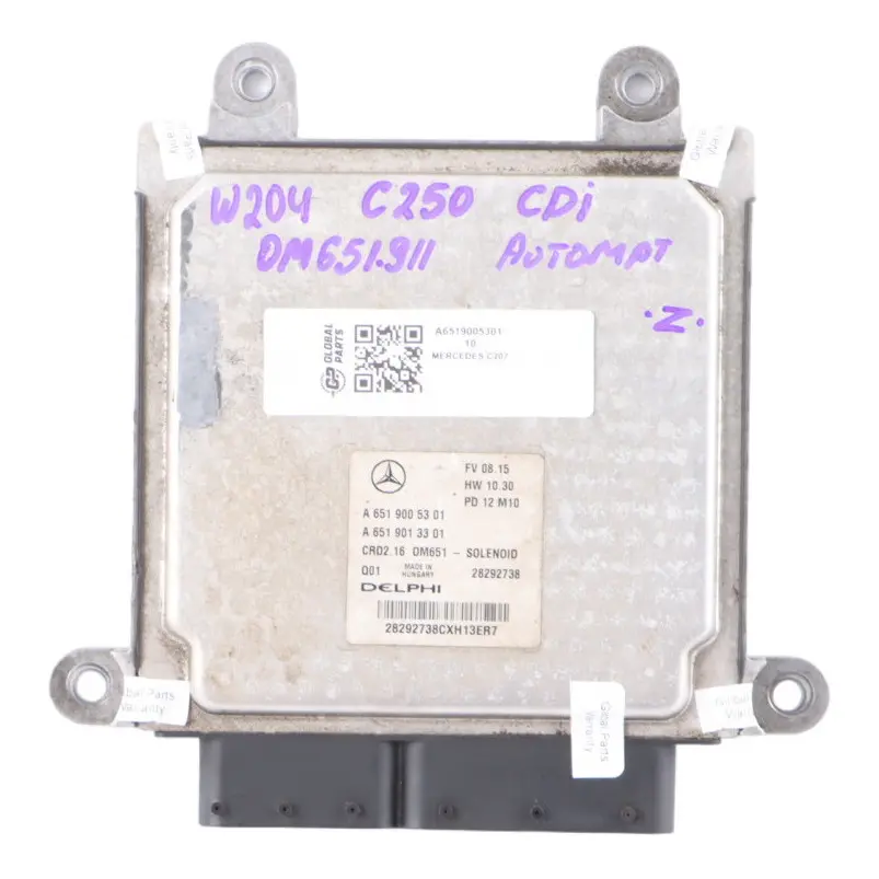E250 CDI BE OM651.911 Engine Unit Module ECU Automatic to Mercedes C207 with Part number A6519005301 Mercedes C207 E250 CDI BE OM651.911 Engine Unit Module ECU Automatic - SKU A6519005301-10 - Part number A6519005301