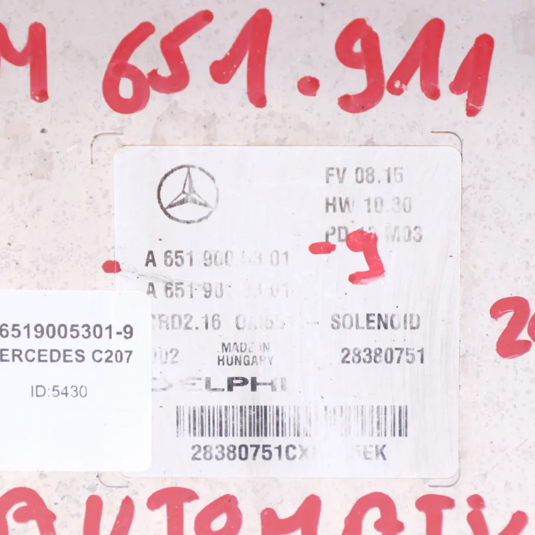 Mercedes C207 E250 CDI BE OM651.911 Engine Unit Module ECU Kit Key - SKU A6519005301-9 - Part number A6519005301