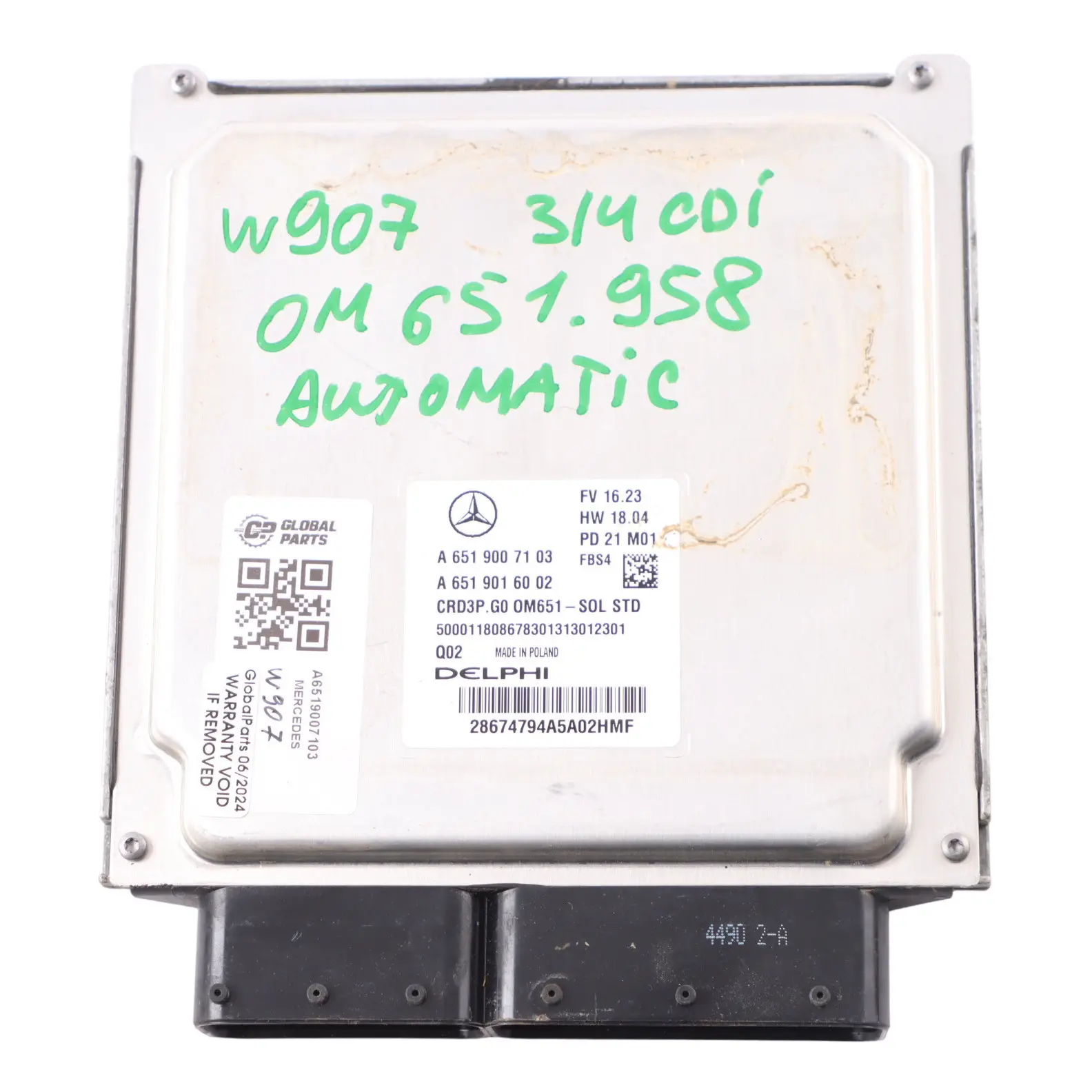 Mercedes W907 314CDI OM651.958 Centralina Motore ECU A6519007103 Automatico