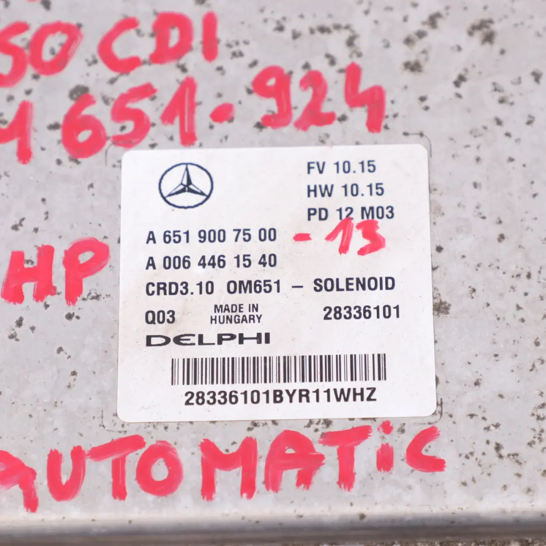 Mercedes W212 E250 CDI 651.924 204HP Engine Unit ECU Kit Key Lock - SKU A6519007500-13 - Part number A6519007500
