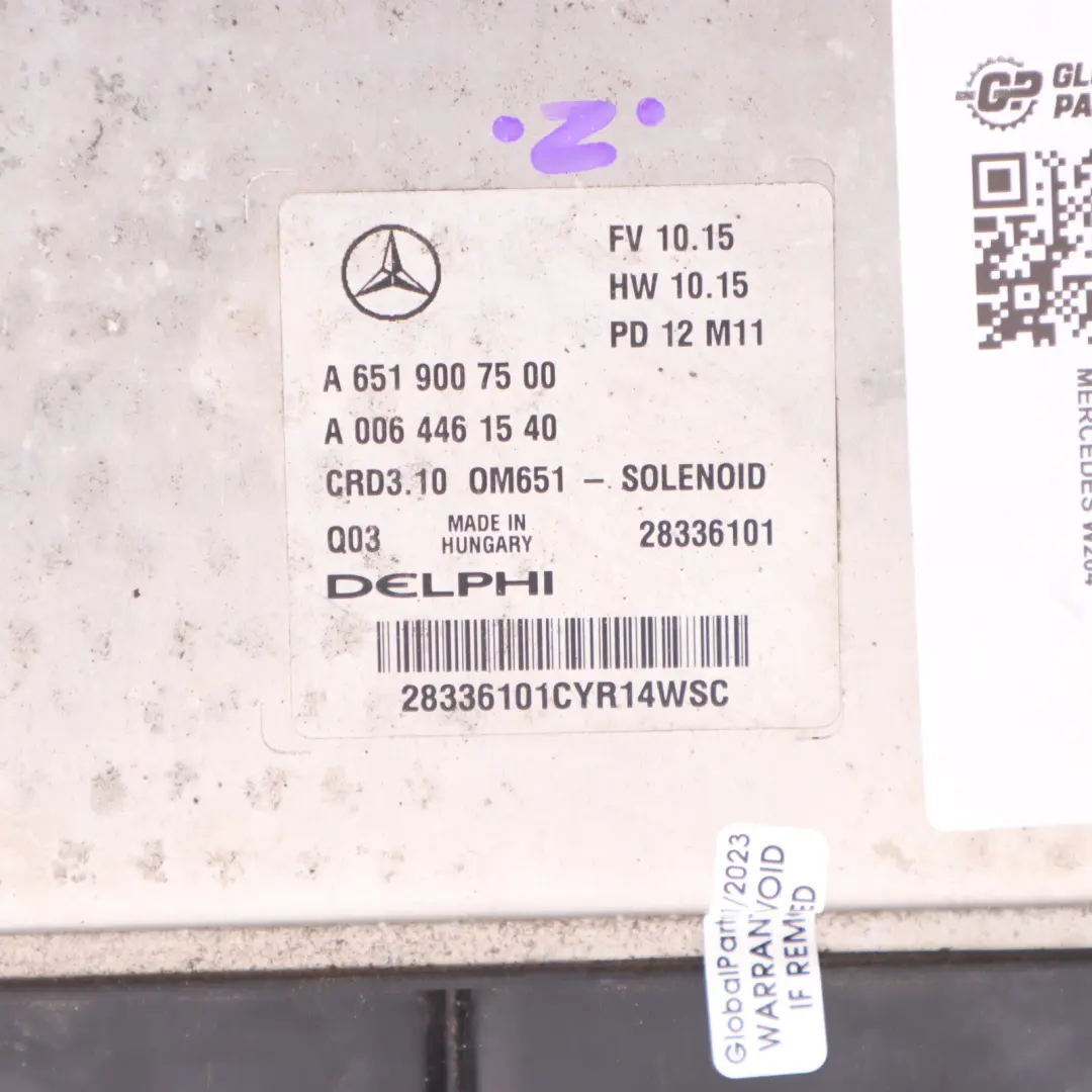 Mercedes W204 C 220 CDI 651.911 Motorsteuergerät ECU Automatik - SKU A6519007500-15 - Teilenummer A6519007500