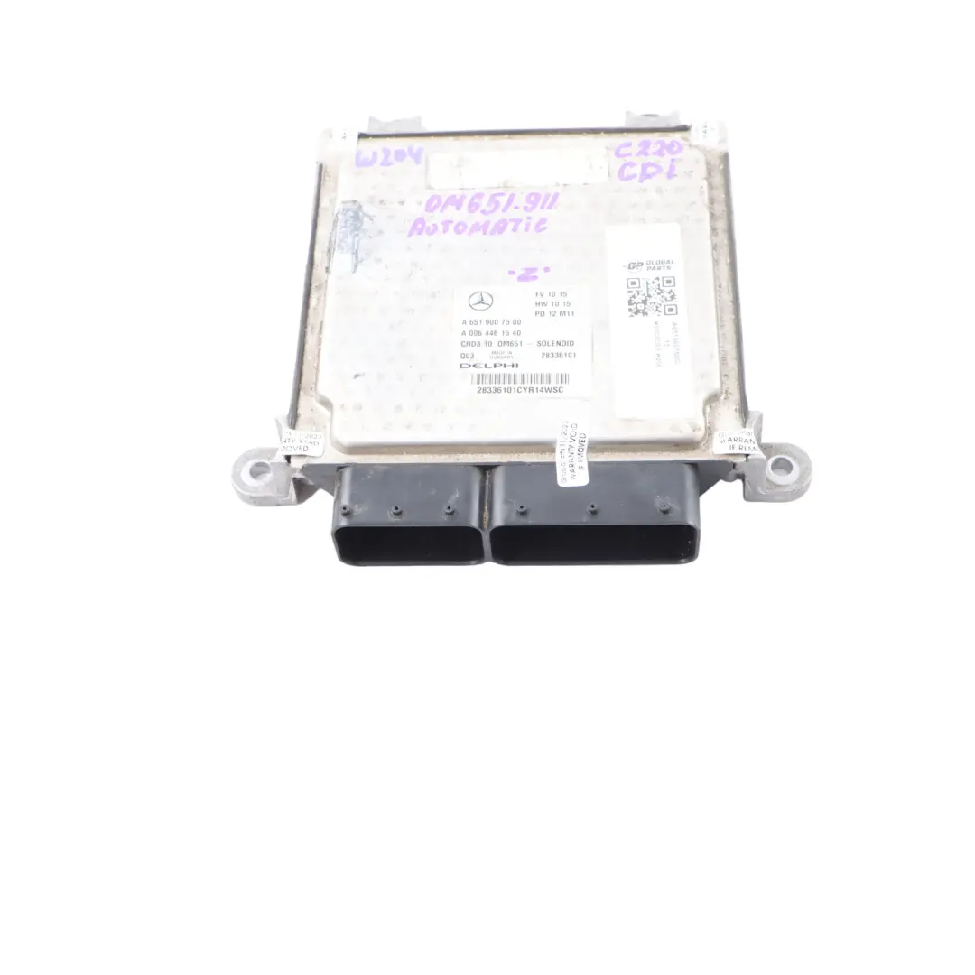 Mercedes W204 C220 CDI 651.911 Engine Control Unit ECU Automatic - SKU A6519007500-15 - Part number A6519007500