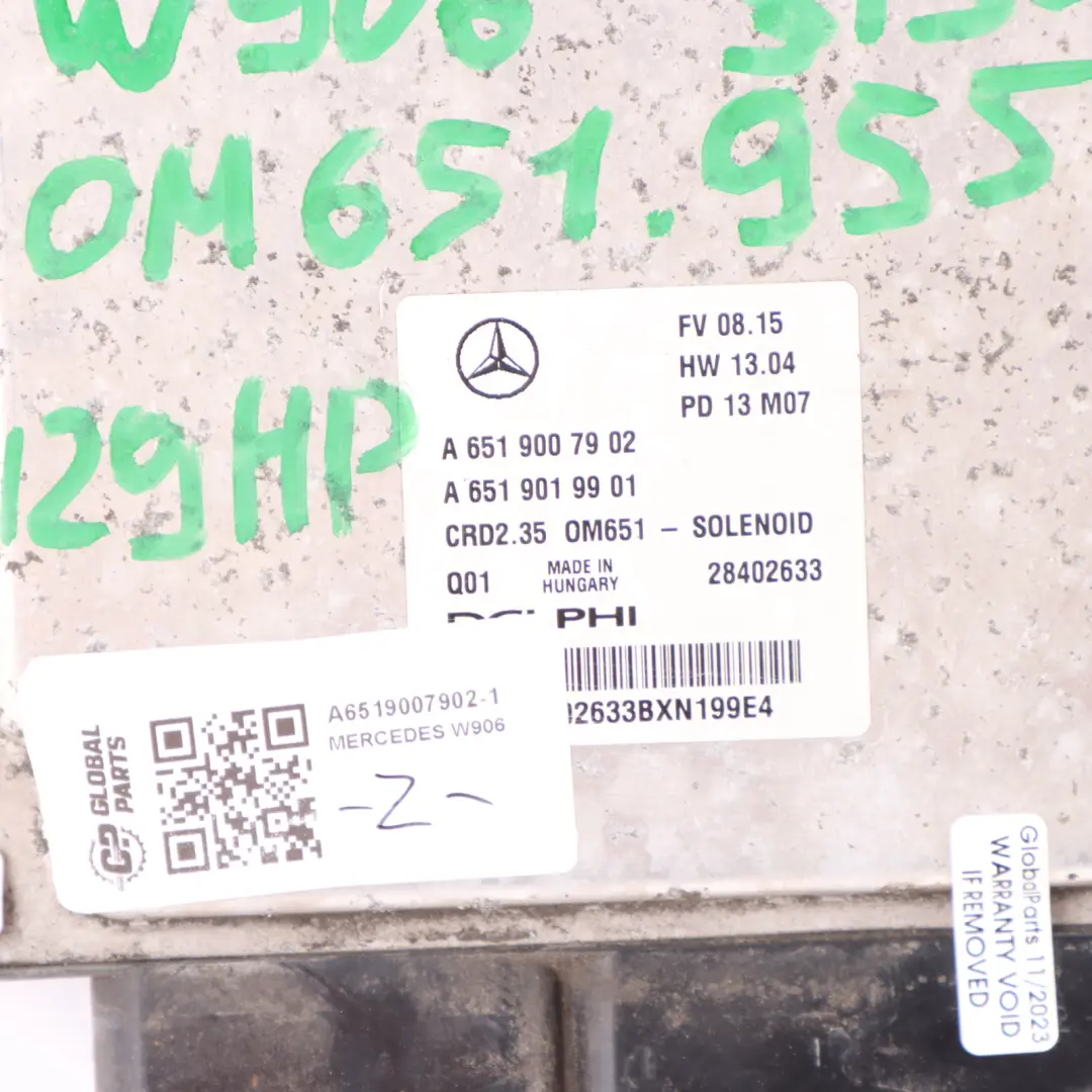313CDi OM651.955 129HP Engine Unit ECU Kit Key Lock to Mercedes W906 with Part number A6519007902 Mercedes W906 313CDi OM651.955 129HP Engine Unit ECU Kit Key Lock - SKU A6519007902-1 - Part number A6519007902