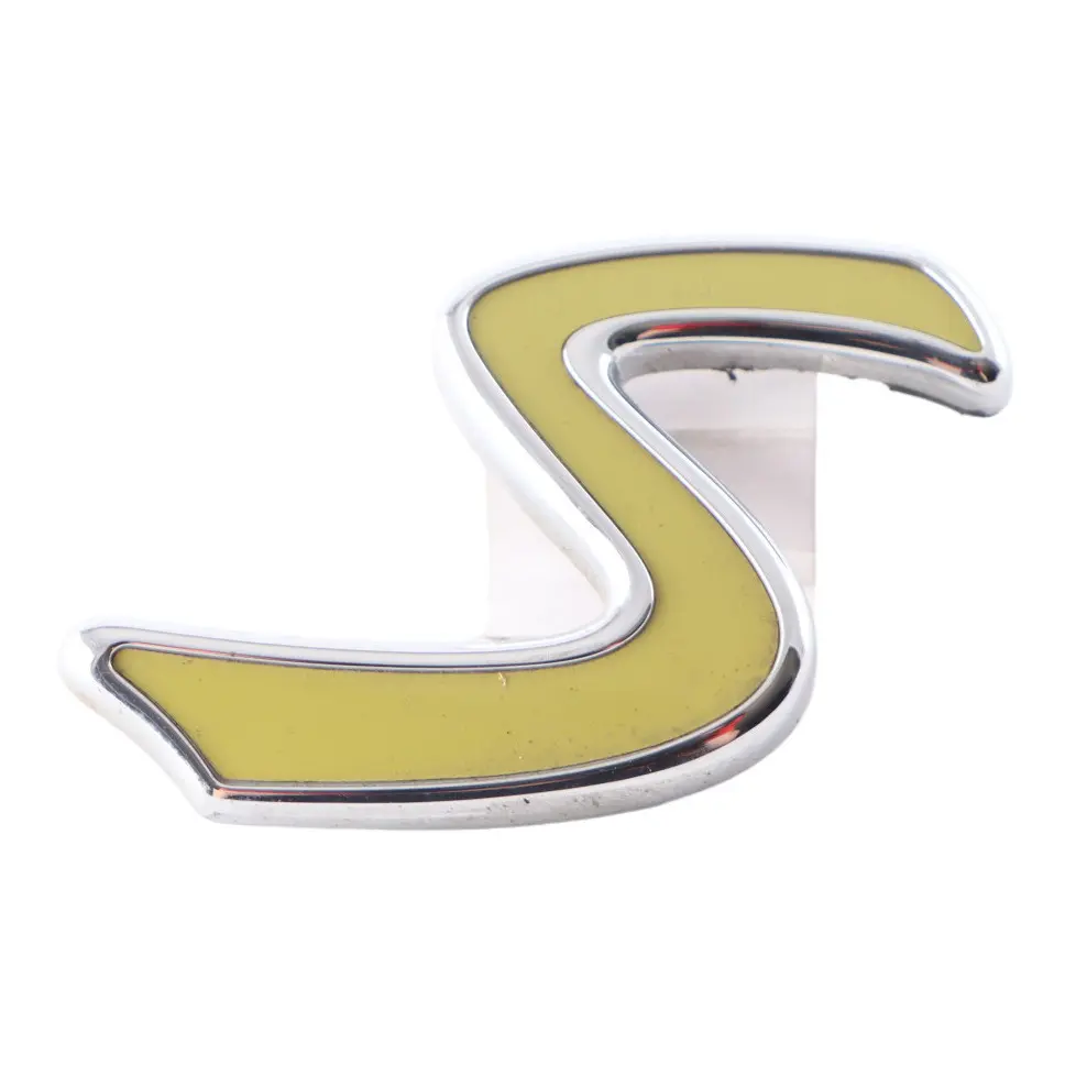 Grille Emblem S Leter Logo Badge Yellow to Mini Cooper F60 SE with Part number F60 SE EMLBEM Mini Cooper F60 SE Grille Emblem S Leter Logo Badge Yellow - SKU F60 SE EMLBEM - Part number F60 SE EMLBEM