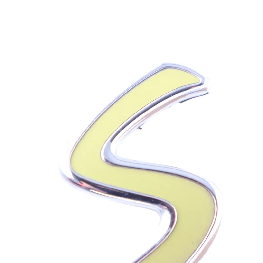 Grille Emblem S Leter Logo Badge Yellow to Mini Cooper F60 SE with Part number F60 SE EMLBEM Mini Cooper F60 SE Grille Emblem S Leter Logo Badge Yellow - SKU F60 SE EMLBEM - Part number F60 SE EMLBEM
