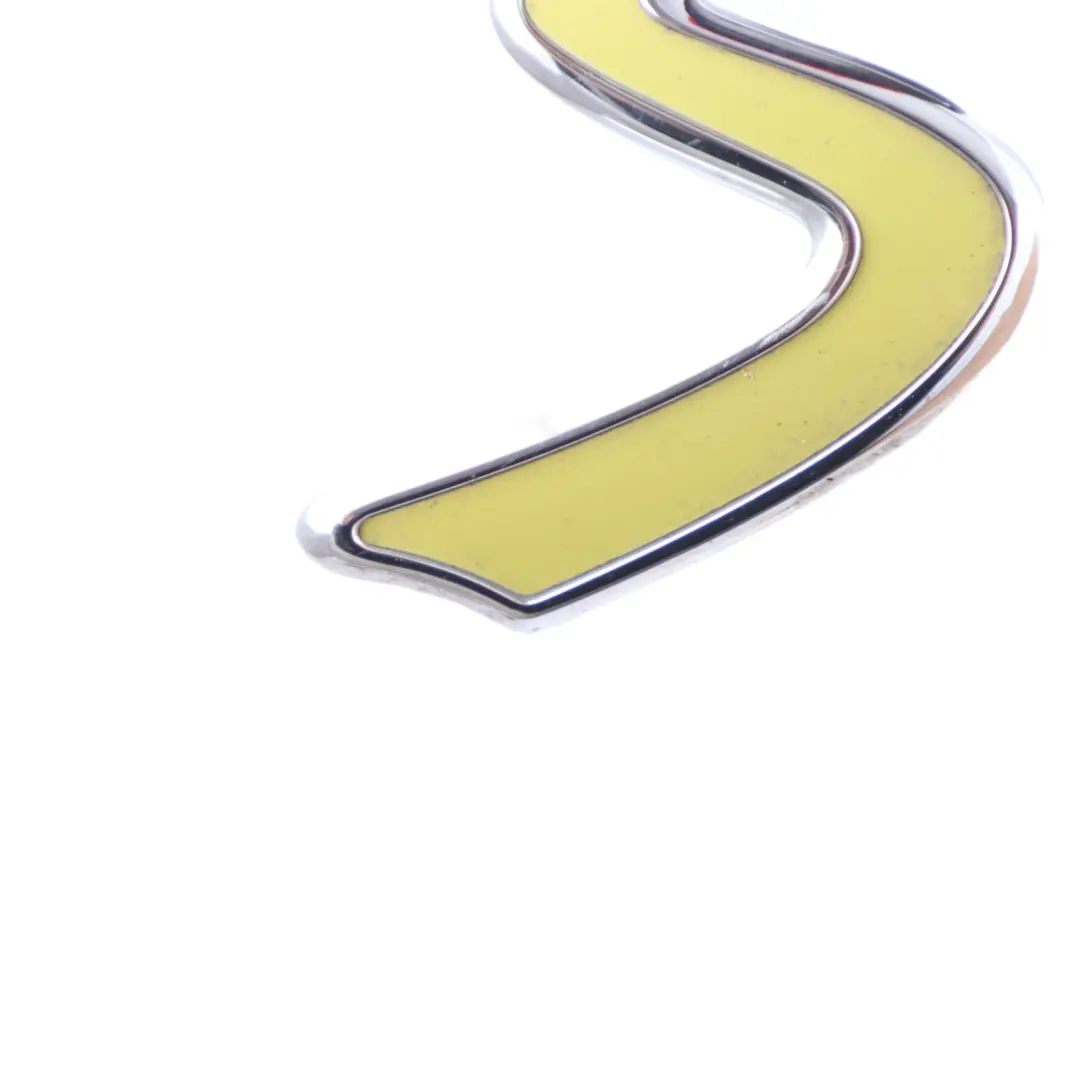 Grille Emblem S Leter Logo Badge Yellow to Mini Cooper F60 SE with Part number F60 SE EMLBEM Mini Cooper F60 SE Grille Emblem S Leter Logo Badge Yellow - SKU F60 SE EMLBEM - Part number F60 SE EMLBEM