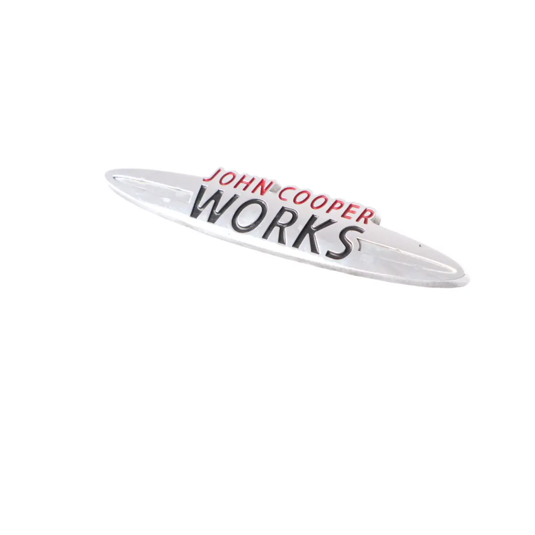 Emblem Mini Cooper S John Cooper Works Boot Logo Stamp Badge Trim to JCW with Part number JCW Emblem-8 JCW Emblem Mini Cooper S John Cooper Works Boot Logo Stamp Badge Trim - SKU JCW Emblem-8 - Part number JCW Emblem-8