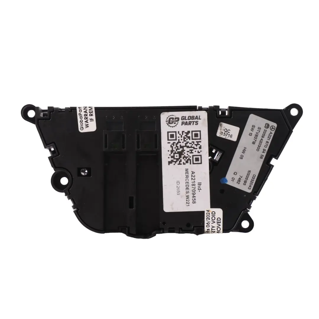 Switch Panel Adjust Control Unit Rear Left to Mercedes W221 Seat with Part number A2218709458 Mercedes W221 Seat Switch Panel Adjust Control Unit Rear Left - SKU lhd-A2218709458 - Part number A2218709458