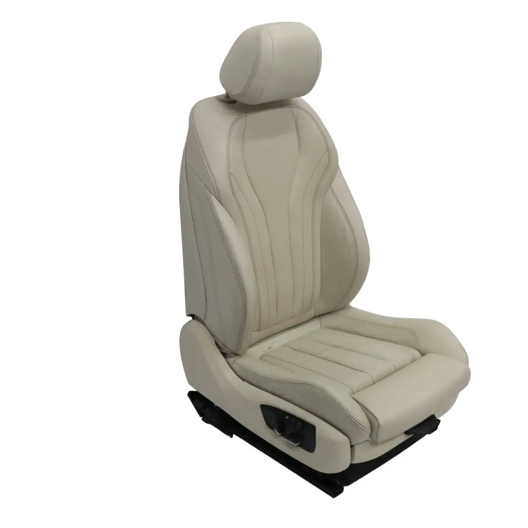 BMW F15 F16 Front Right O/S Sport Seat Leather Elfenbein Weiss Heated Memory - SKU rhd-7411450-1 - Part number 7411450