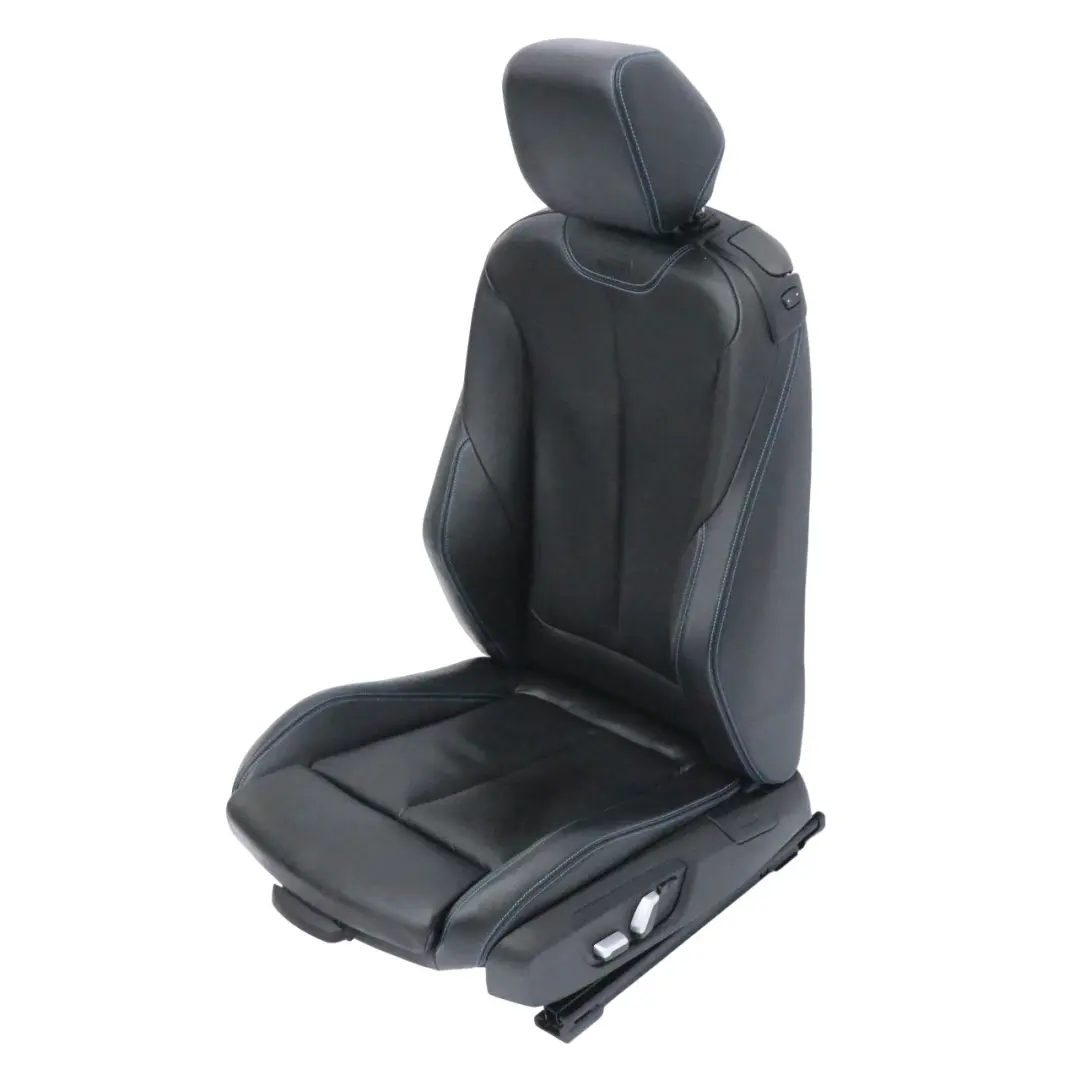 Front Seat Left N/S Heated Memory Leather Dakota Black Contrast Blue to BMW F87 M2 with Part number 8070719 BMW F87 M2 Front Seat Left N/S Heated Memory Leather Dakota Black Contrast Blue - SKU rhd-8070719-2 - Part number 8070719