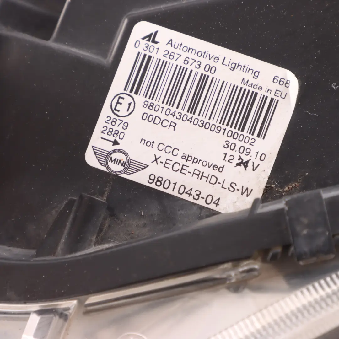 Headlight Lamp Mini Cooper R60 R61 Bi-Xenon Light Headlamp Left N/S to with Part number 9801043 Headlight Lamp Mini Cooper R60 R61 Bi-Xenon Light Headlamp Left N/S - SKU rhd-9801043-1 - Part number 9801043