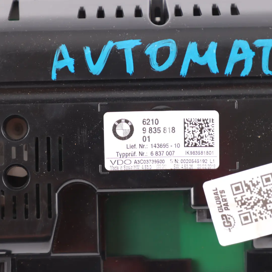 Instrument Cluster Speedo Clocks Petrol Automatic to BMW F22 X1 F48 X2 F39 with Part number 9835818 BMW F22 X1 F48 X2 F39 Instrument Cluster Speedo Clocks Petrol Automatic - SKU rhd-9835818 - Part number 9835818