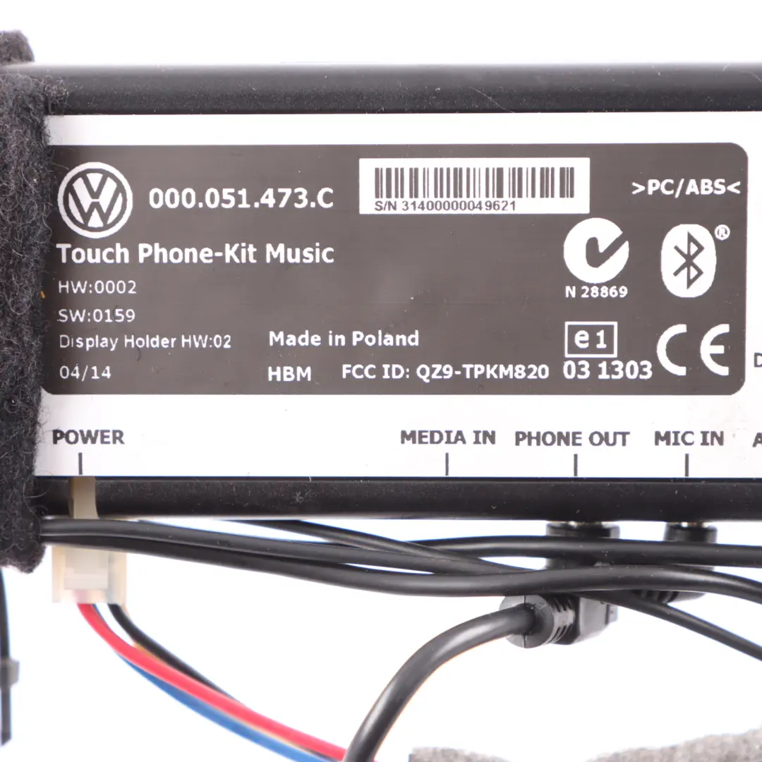Bluetooth Hands-free TPK Connection Kit Set Volkswagen VW Polo 6R - SKU 000051473C - Part number 000051473C