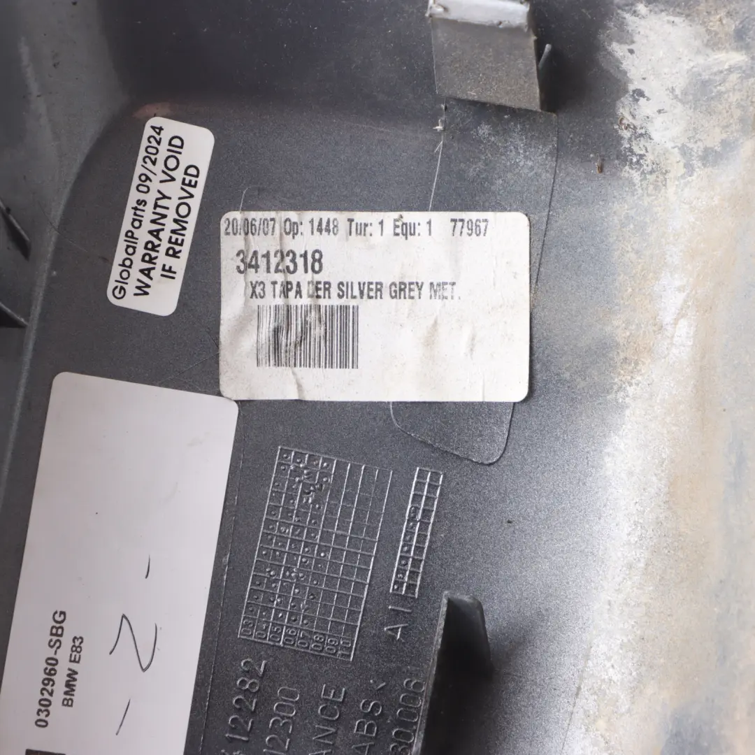 BMW X3 E83 Tapa Espejo Retrovisor Derecho Carcasa Gris Plata A08 - SKU 0302960-SBG - Número de pieza 0302960