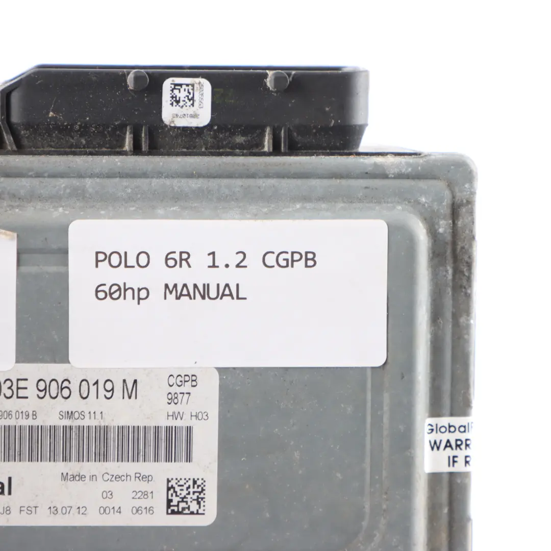 CGPB 60HP Engine Control ECU Manual to Volkswagen Polo 6R 1.2 Petrol with Part number 03E906019M Volkswagen Polo 6R 1.2 Petrol CGPB 60HP Engine Control ECU Manual - SKU 03E906019M - Part number 03E906019M