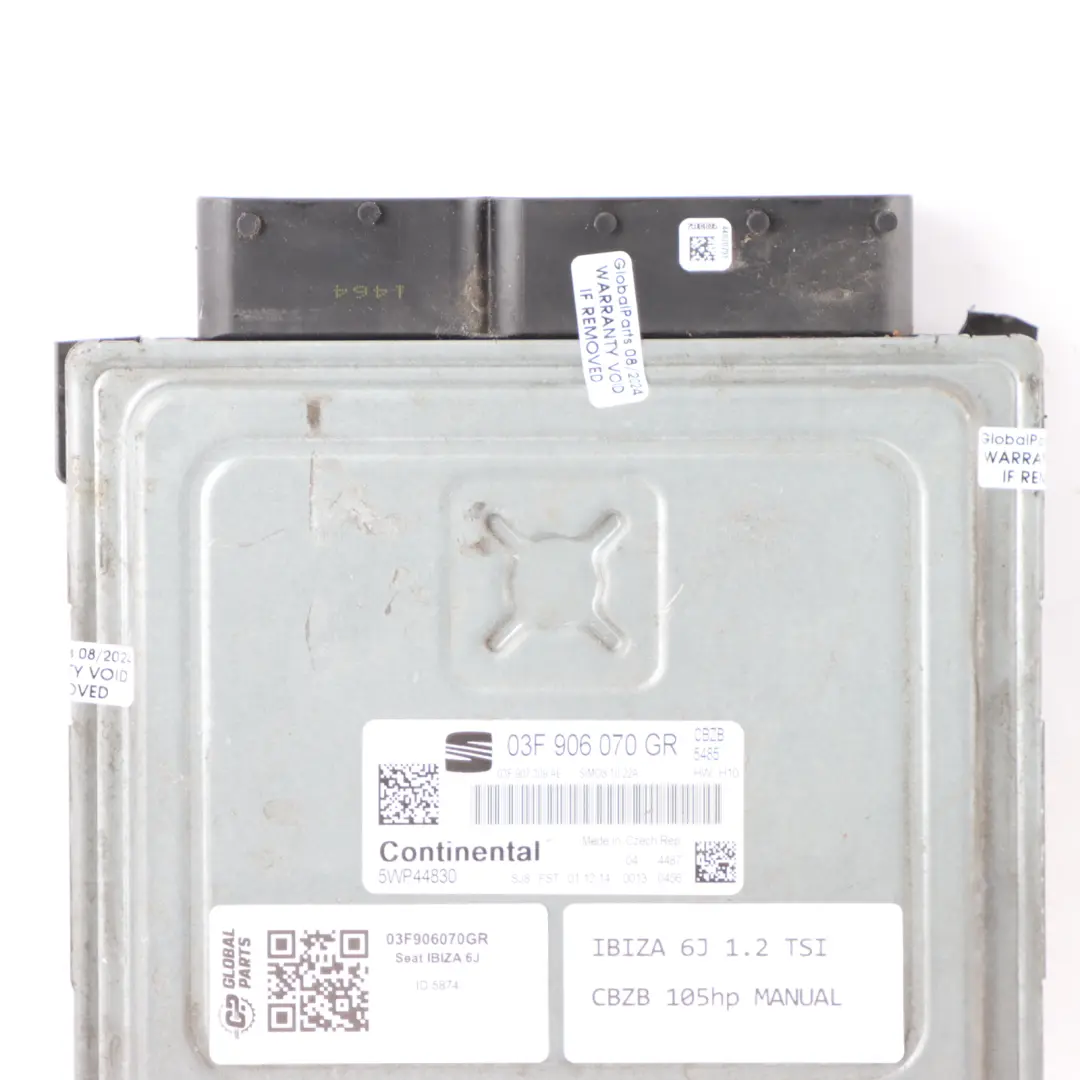 Seat Ibiza 6J 1.2 TSI CBZB 105HP Engine Control Module ECU Unit Manual 906070GR - SKU 03F906070GR - Part number 03F906070GR