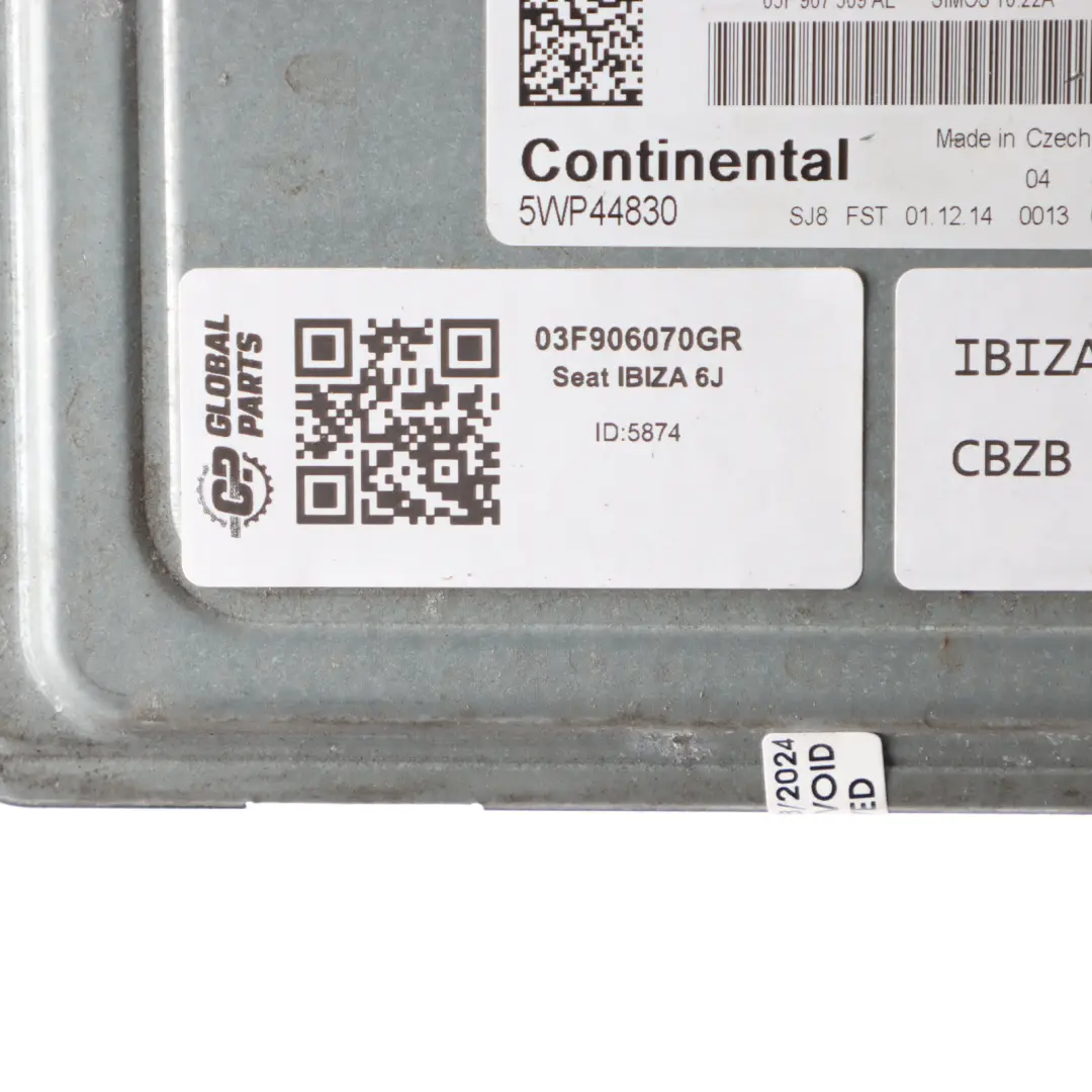 Seat Ibiza 6J 1.2 TSI CBZB 105HP Engine Control Module ECU Unit Manual 906070GR - SKU 03F906070GR - Part number 03F906070GR