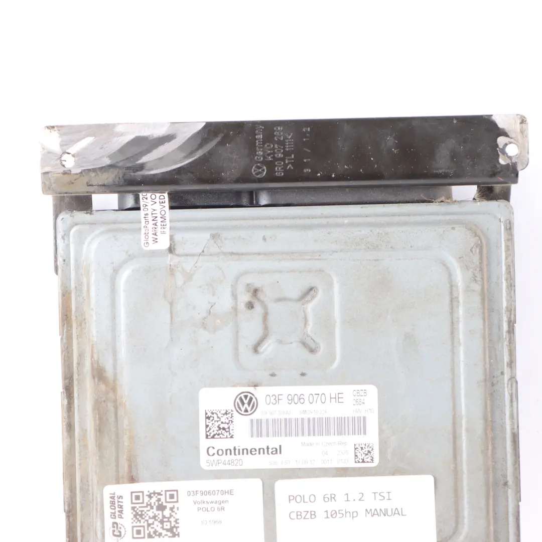 VW Polo 5 6R 1.2 TSI Petrol Engine CBZB 105HP ECU Engine Control Unit Manual - SKU 03F906070HE - Part number 03F906070HE