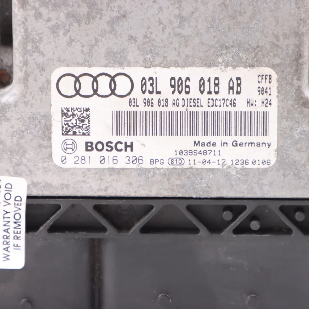 Audi A3 8P CFFB 2.0 TDI 140HP Diesel Engine Control Unit ECU Manual - SKU 03L906018AB - Part number 03L906018AB