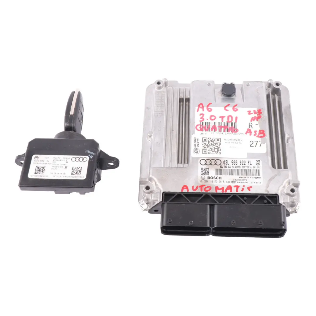Audi A6 C6 3.0 TDI 233HP Dieselmotor Steuergerät ECU Kit Modul - SKU 03L906022FL - Teilenummer 03L906022FL