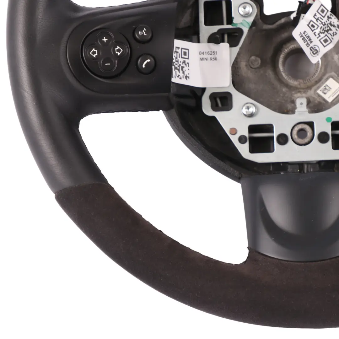 Alcantara / Negro de Cuero Deportivo Volante Multifunción para Mini Cooper R56 JCW con número de pieza 0416251 Mini Cooper R56 JCW Alcantara / Negro de Cuero Deportivo Volante Multifunción - SKU 0416251 - Número de pieza 0416251