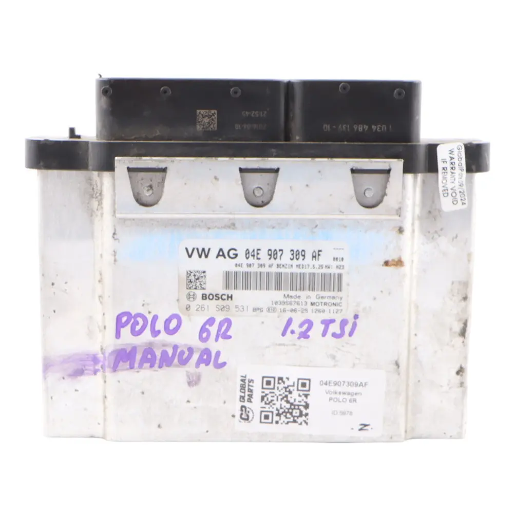 CJZC 90HP ECU Motor Steuerung für Volkswagen Polo 5 6R 1.2 TSI mit Teilenummer 04E907309AF Volkswagen Polo 5 6R 1.2 TSI CJZC 90HP ECU Motor Steuerung - SKU 04E907309AF - Teilenummer 04E907309AF