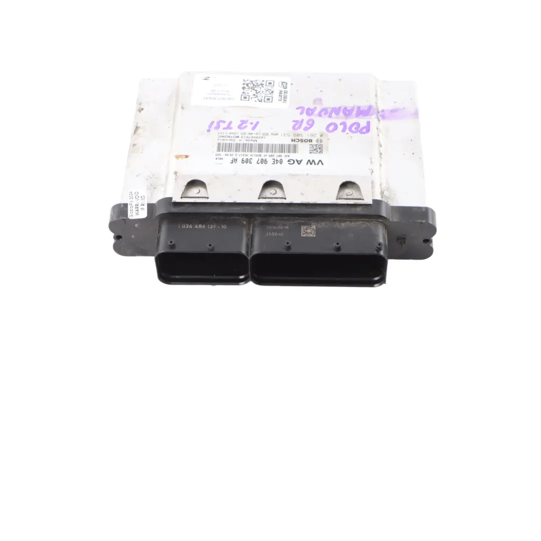 CJZC 90HP ECU Control Motor para Volkswagen Polo 5 6R 1.2 TSI con número de pieza 04E907309AF Volkswagen Polo 5 6R 1.2 TSI CJZC 90HP ECU Control Motor - SKU 04E907309AF - Número de pieza 04E907309AF