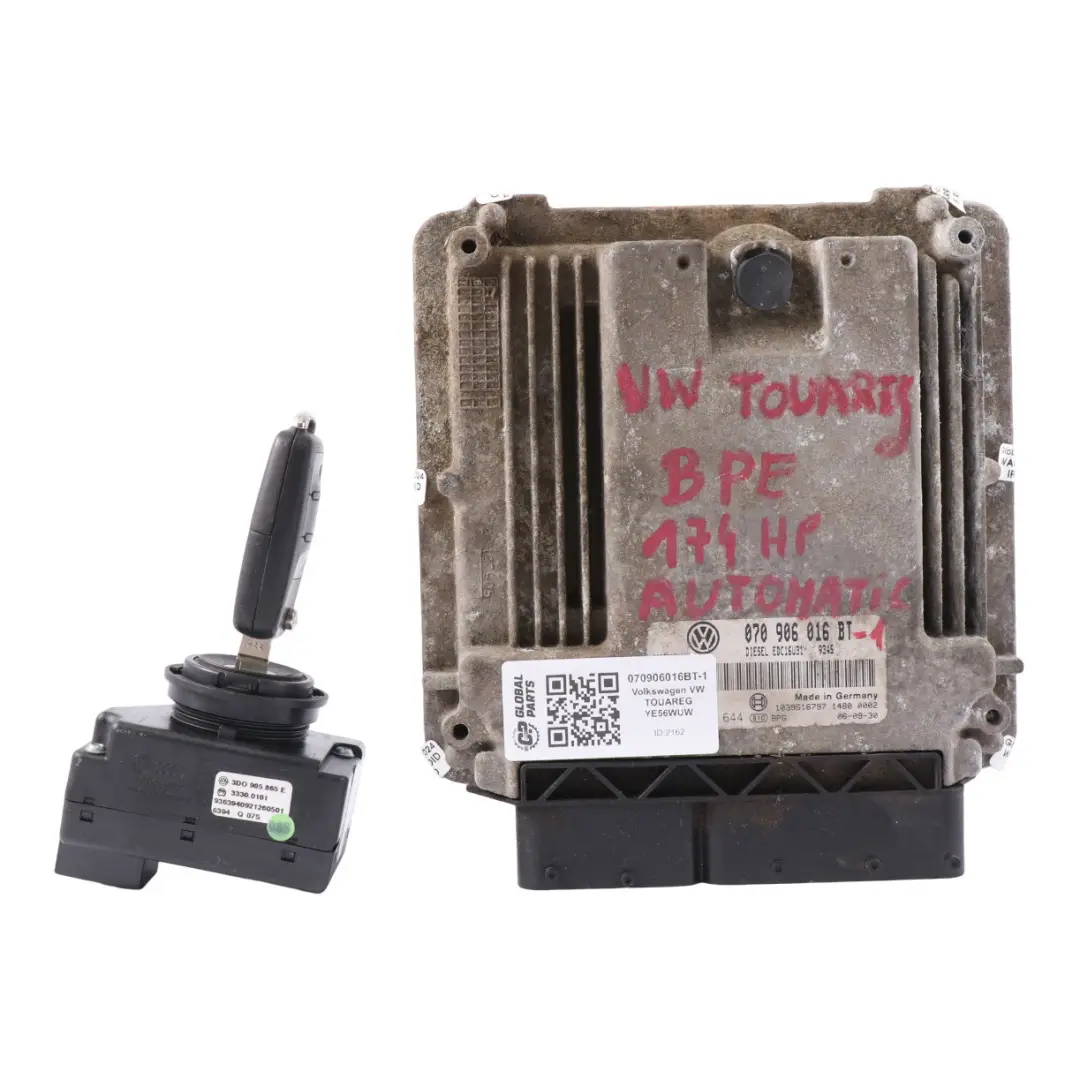 BPE Engine Control Unit ECU Kit Key VW Volkswagen Touareg 2.5 TDI - SKU 070906016BT-1 - Part number 070906016BT