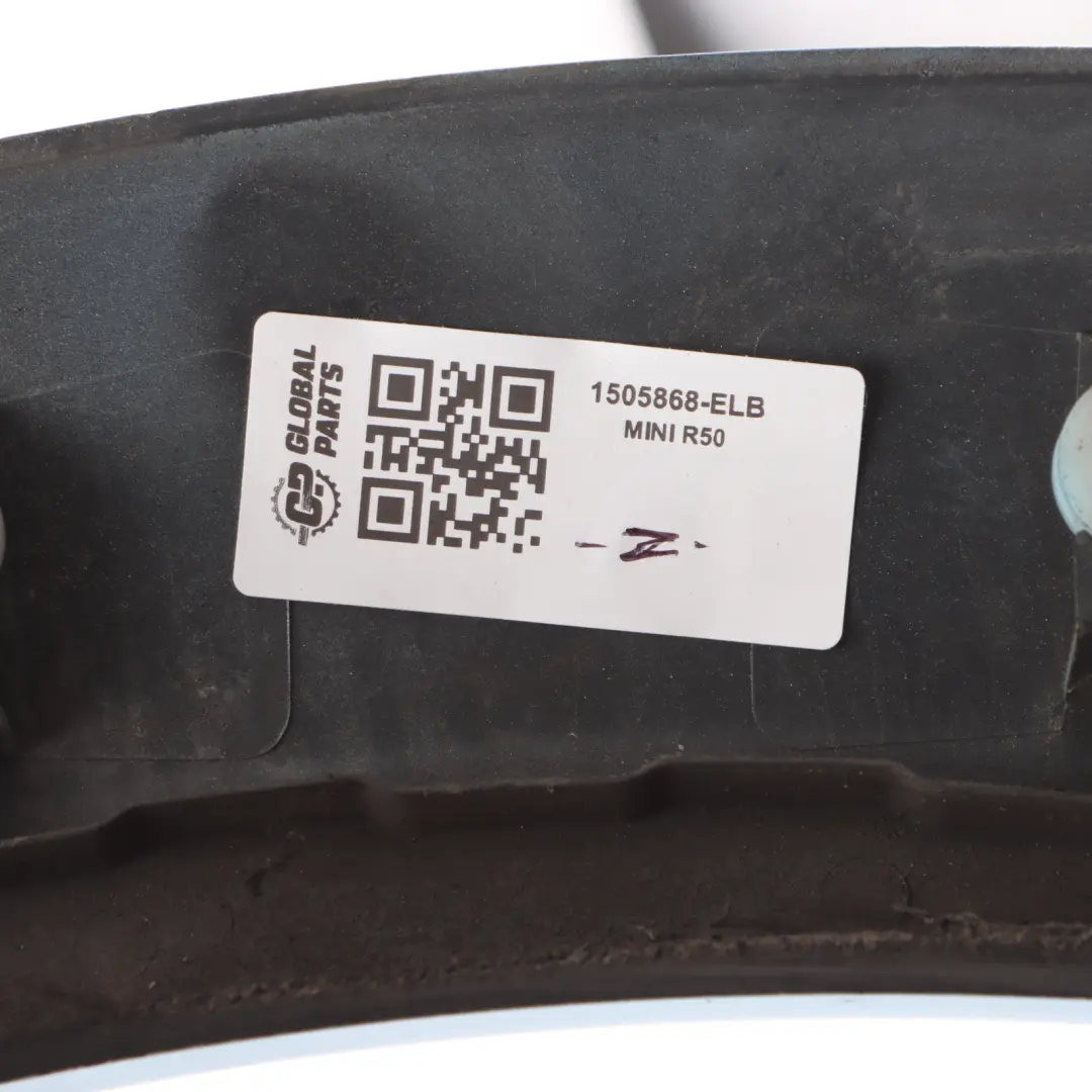Right O/S Side Wheel Trim Moulding Electric Blue II B86 to Mini Cooper R50 R53 Rear with Part number 1505868 Mini Cooper R50 R53 Rear Right O/S Side Wheel Trim Moulding Electric Blue II B86 - SKU 1505868-ELB - Part number 1505868
