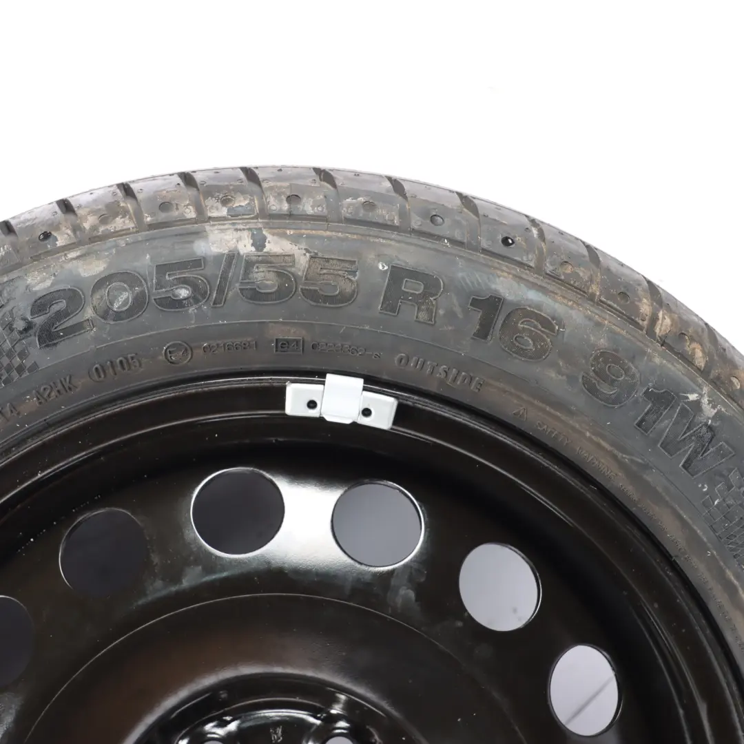 VW New Beetle Spare Wheel Steel R16 Tyre Continental 6,5J 205/55 - SKU 1J0601027R - Part number 1J0601027R
