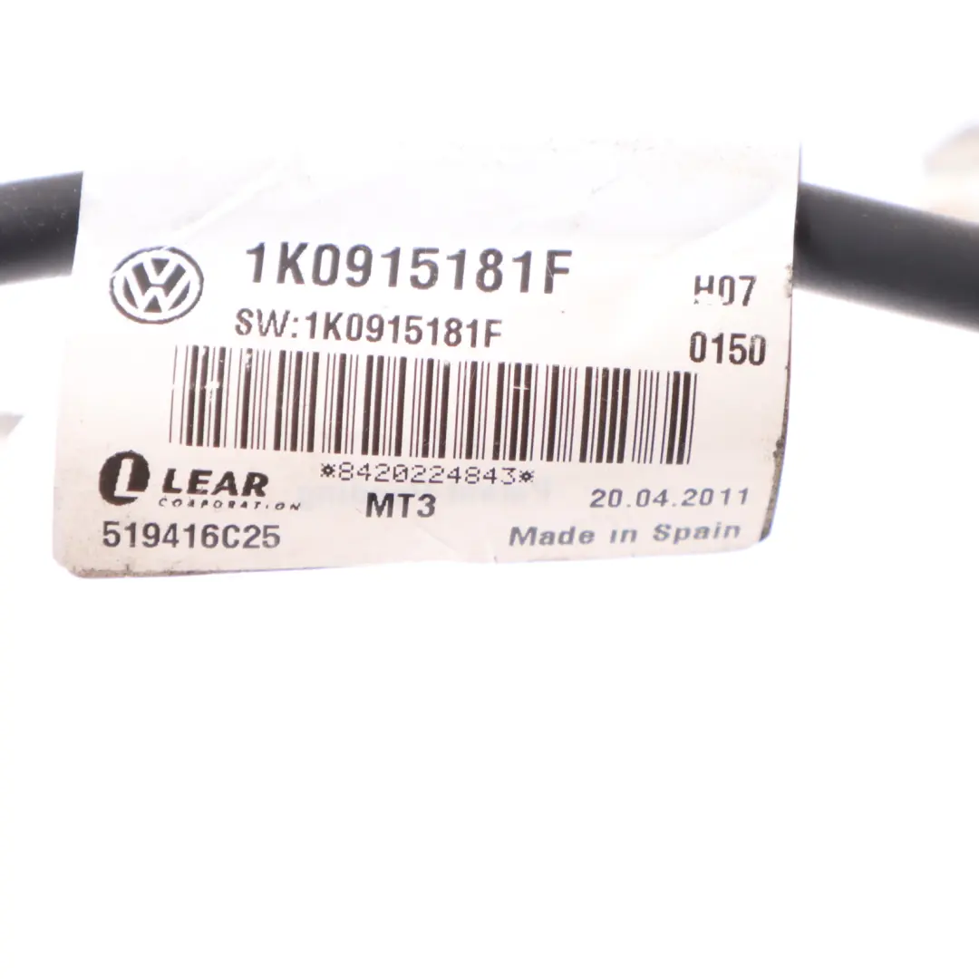 Audi A3 8P Cable Negativo Terminal Batería Cableado Loom - SKU 1K0915181H - Número de pieza 1K0915181H
