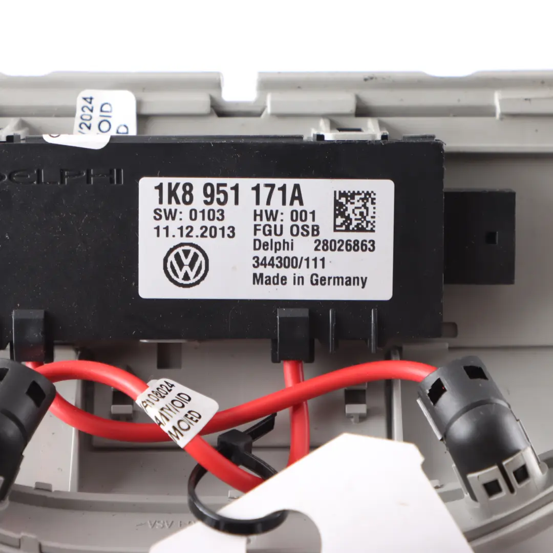 Ultrasonic Alarm Module Headliner Trim Cover Panel Grey 1K8951171A to VW Polo 6R with Part number 1K8951171A-1 VW Polo 6R Ultrasonic Alarm Module Headliner Trim Cover Panel Grey 1K8951171A - SKU 1K8951171A-1 - Part number 1K8951171A-1