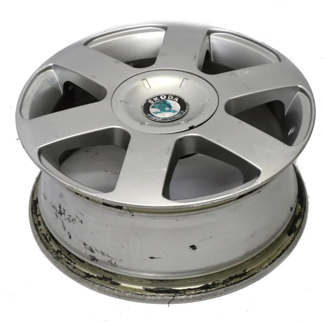 Skoda Octavia II Silver Alloy Wheel Rim 6,5J 16" ET:50 1Z0601025B - SKU 1Z0601025B-1 - Part number 1Z0601025B-1