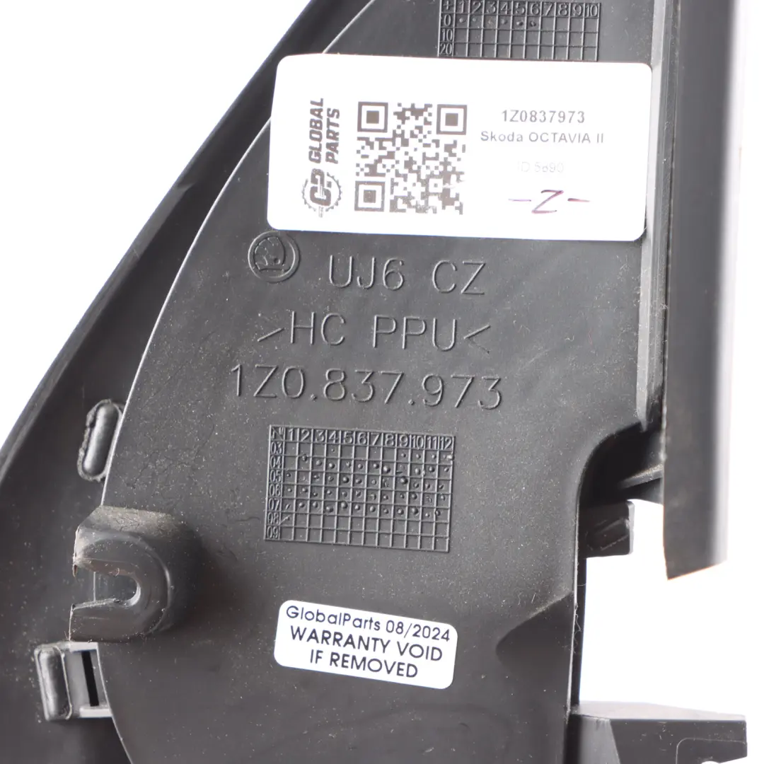 Skoda Octavia II Wing Mirror Inner Cover Trim N/S Passenger Left Side - SKU 1Z0837973 - Part number 1Z0837973