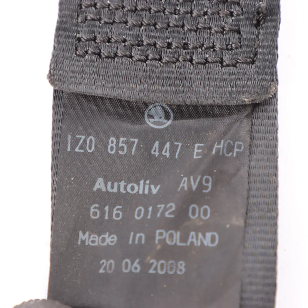 Belt Rear Safety Belt Black to Skoda Octavia II Seat with Part number 1Z0857447E Skoda Octavia II Seat Belt Rear Safety Belt Black - SKU 1Z0857447E - Part number 1Z0857447E