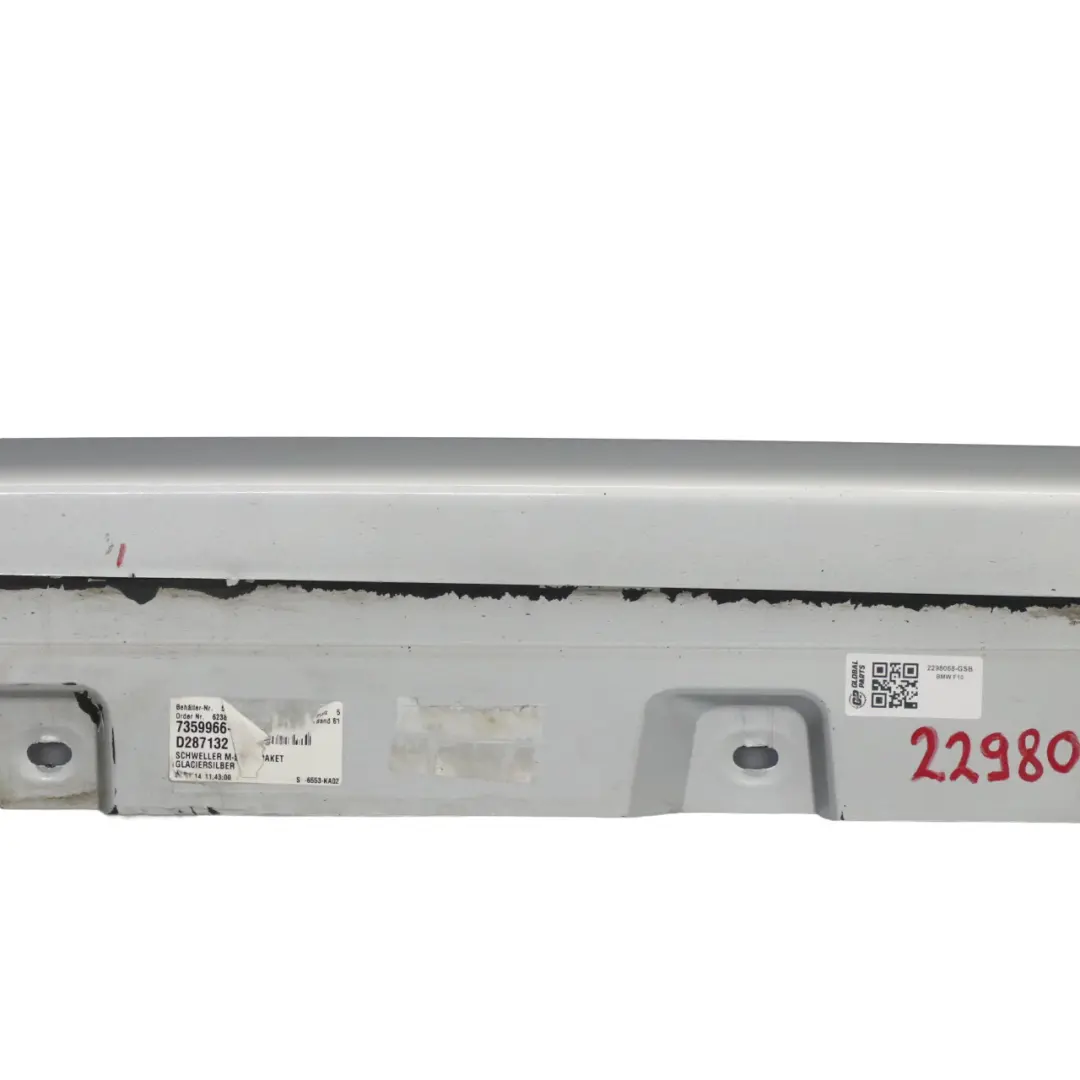 Door Sill Cover Skirt Panel Right O/S Glacier Silver - A83 to BMW F10 F11 M Sport with Part number 2298068 BMW F10 F11 M Sport Door Sill Cover Skirt Panel Right O/S Glacier Silver - A83 - SKU 2298068-GSB - Part number 2298068