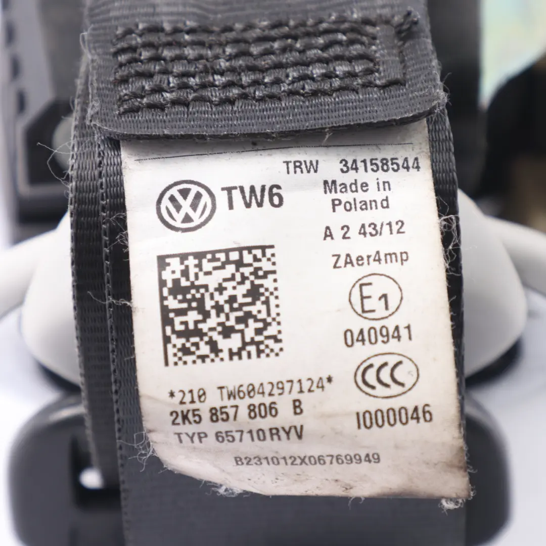 Front Upper Seat Belt Right O/S Seatbelt Safety to Volkswagen Caddy Maxi with Part number 2K5857806B Volkswagen Caddy Maxi Front Upper Seat Belt Right O/S Seatbelt Safety - SKU 2K5857806B - Part number 2K5857806B