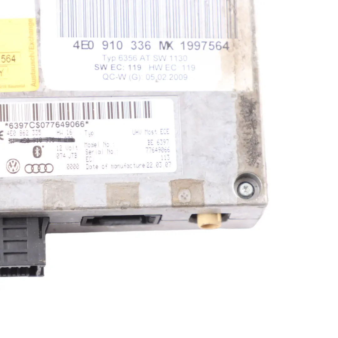Audi A6 C6 Bluetooth Multimedia Interface Control Module Unit ECU - SKU 4E0910336MX - Part number 4E0910336MX