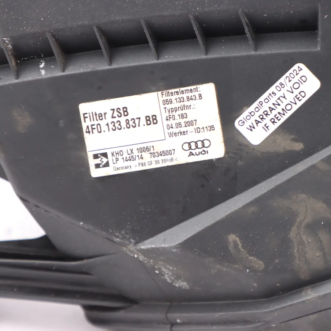 Filter Box Audi A6 C6 Air Intake Silencer Housing Filter Box to Air with Part number 4F0133837BB Air Filter Box Audi A6 C6 Air Intake Silencer Housing Filter Box - SKU 4F0133837BB - Part number 4F0133837BB