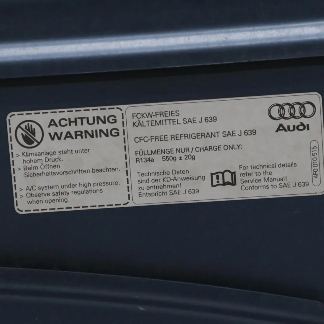 Audi A6 C6 Maska Pokrywa Silnika Niebieska - Z5B 4F0823029F - SKU 4F0823029F-STBL - Numer Części 4F0823029F-STBL