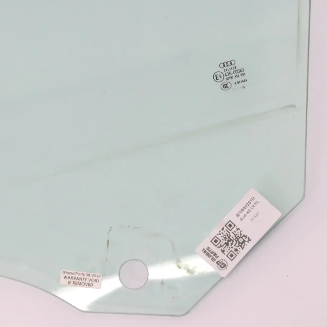 Audi A6 C6 Door Window Glass Front Left N/S Door Glazing Green AS2 - SKU 4F0845201D - Part number 4F0845201D