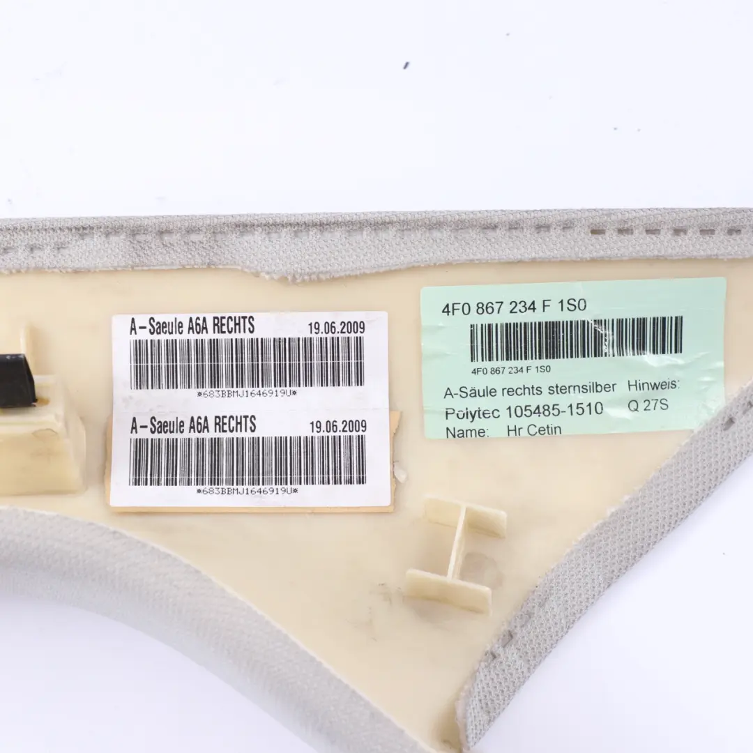 Audi A6 C6 FL Columna A Pilar Embellecedor Delantero Derecho Beige - SKU 4F0867234F - Número de pieza 4F0867234F