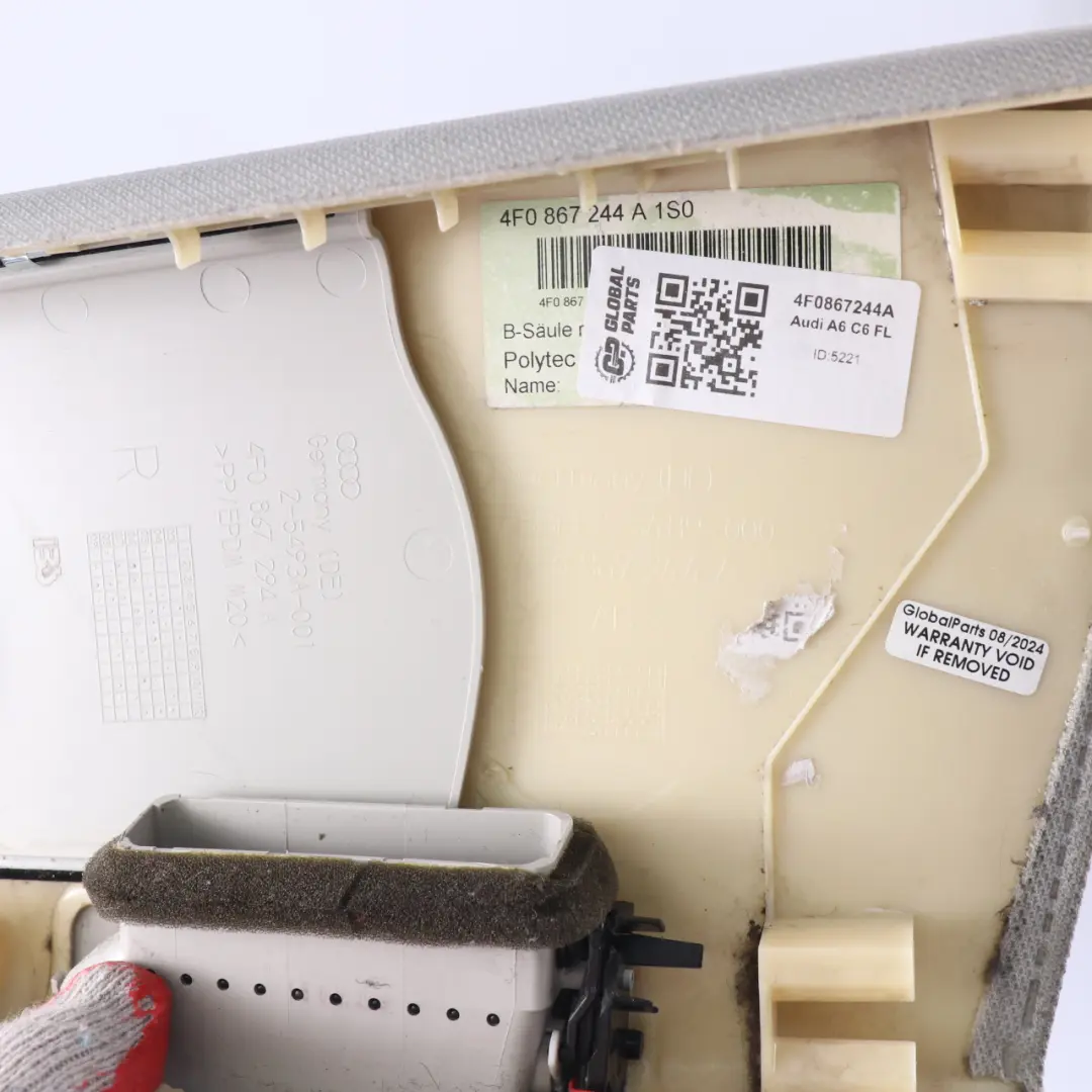 Säule Trim Abdeckung Innen Verkleidung Beige Rechts für Audi A6 C6 FL B mit Teilenummer 4F0867244A Audi A6 C6 FL B Säule Trim Abdeckung Innen Verkleidung Beige Rechts - SKU 4F0867244A - Teilenummer 4F0867244A