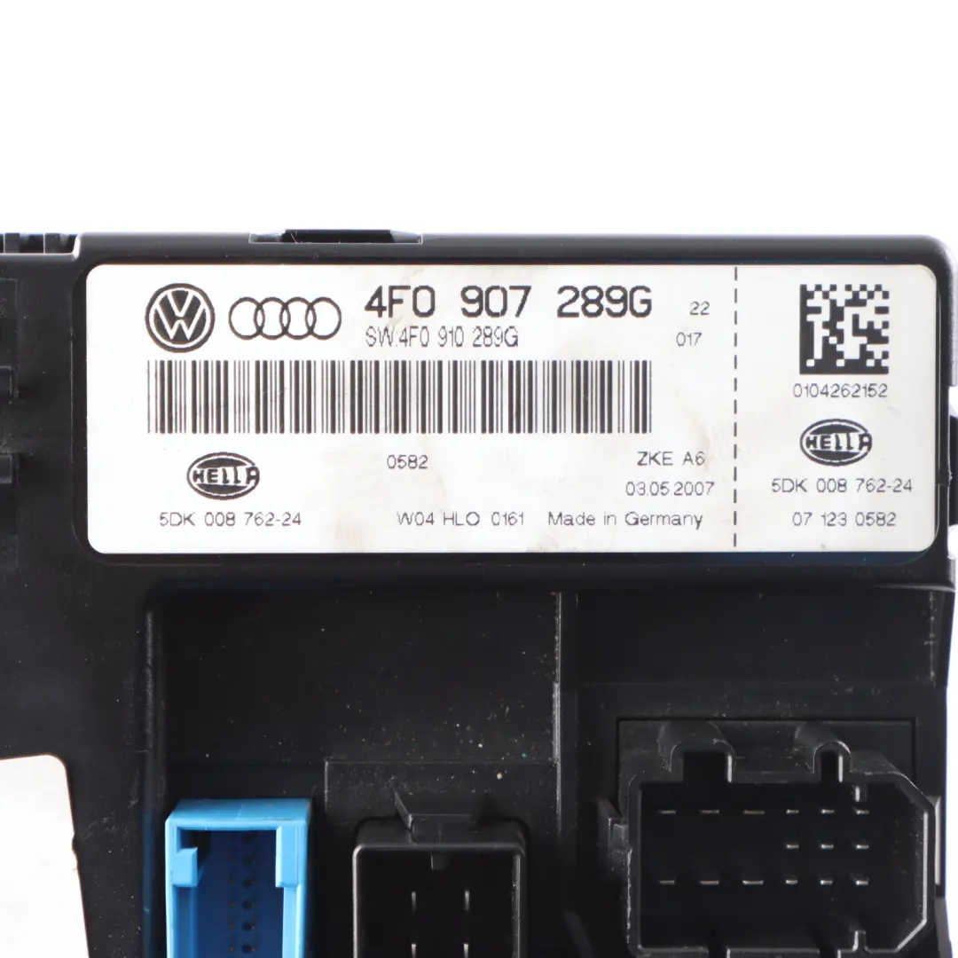 Moduł Sterownik Komfortu BCM ECU do Audi A6 C6 o numerze 4F0907289G Audi A6 C6 Moduł Sterownik Komfortu BCM ECU - SKU 4F0907289G - Numer Części 4F0907289G