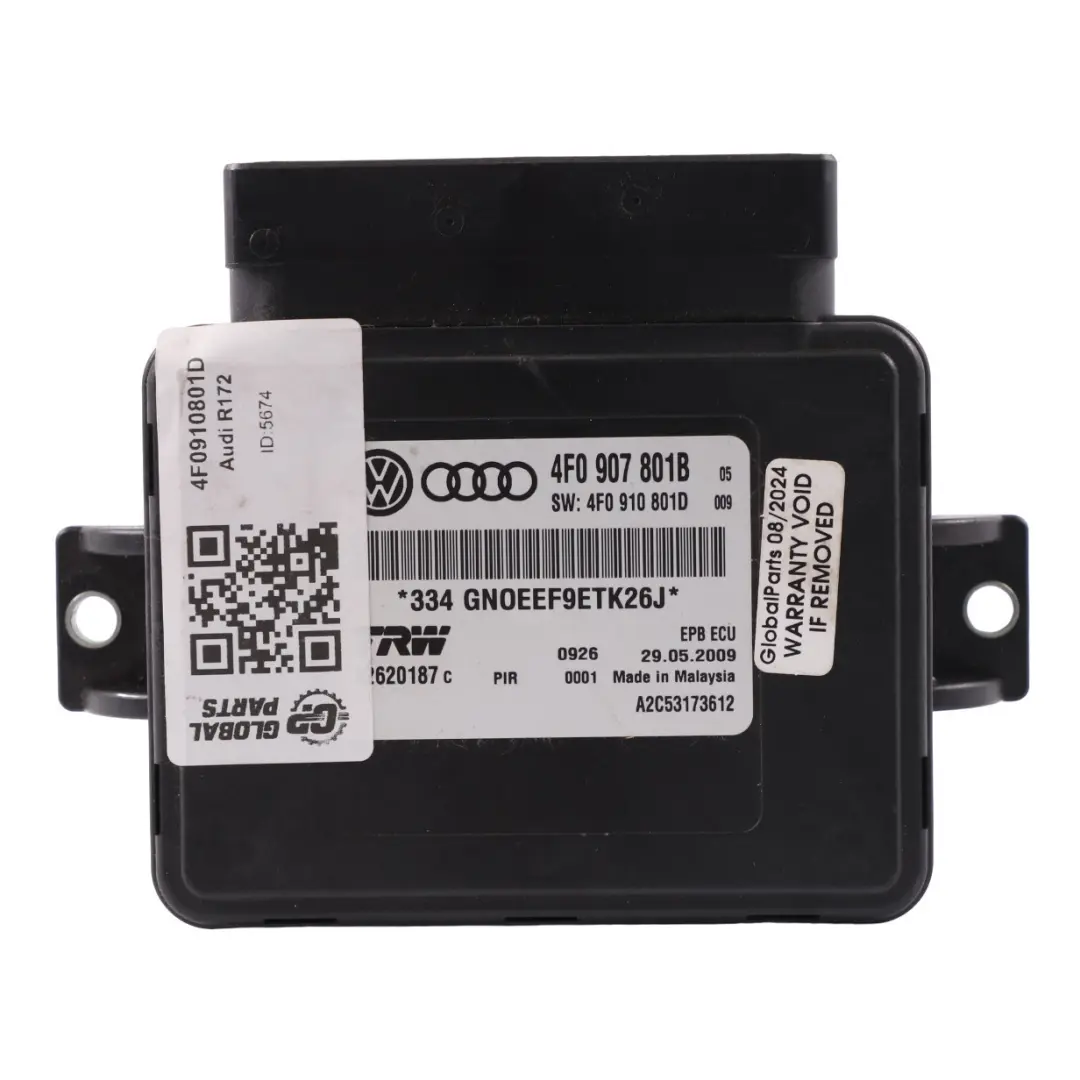 Elektrische Parkbremse ECU Steuergerät Modul für Audi A6 C6 mit Teilenummer 4F0910801D Audi A6 C6 Elektrische Parkbremse ECU Steuergerät Modul - SKU 4F0910801D - Teilenummer 4F0910801D