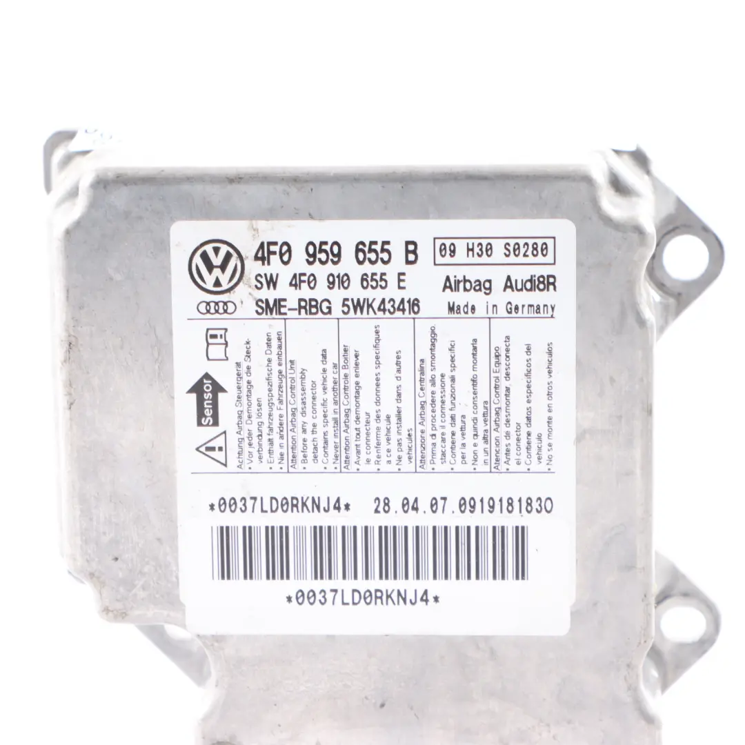 Moduł Sensor Poduszki Airbag ECU do Audi A6 C6 o numerze 4F0959655B Audi A6 C6 Moduł Sensor Poduszki Airbag ECU - SKU 4F0959655B - Numer Części 4F0959655B