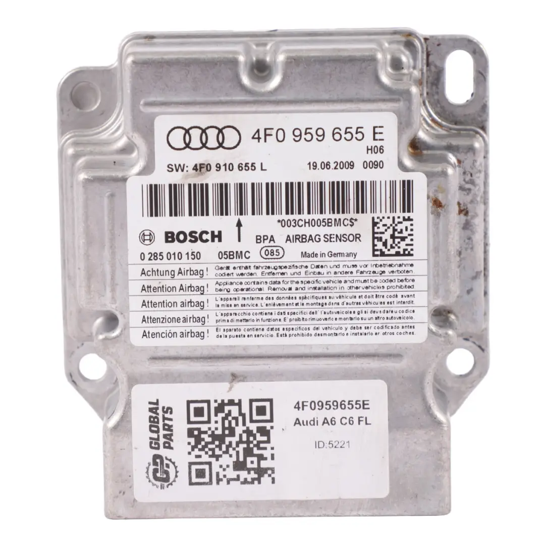 Audi A6 C6 SRS Crash Air Module Safety ECU Unit Control - SKU 4F0959655E - Part number 4F0959655E