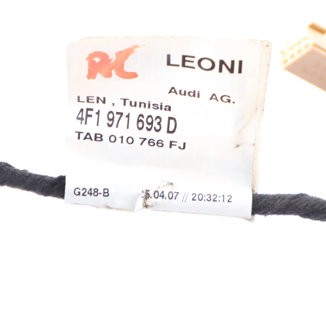 Hintere Tür Verkabelung Links Rechts Kabelbaum Kabel für Audi A6 C6 mit Teilenummer 4F1971693D Audi A6 C6 Hintere Tür Verkabelung Links Rechts Kabelbaum Kabel - SKU 4F1971693D - Teilenummer 4F1971693D